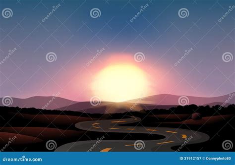 A Winding Road And The Sunset Royalty Free Stock Photography Image