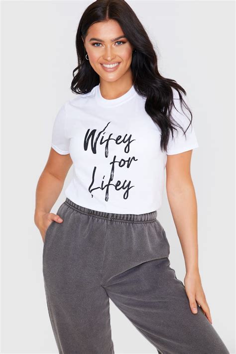 Shaughna Phillips White Wifey For Lifey Slogan T Shirt In The Style