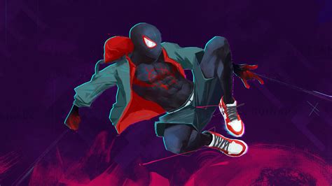 Miles Morales Jumping Art Wallpaper 4k