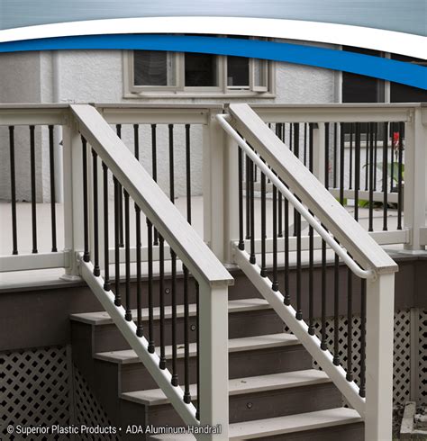 Simple yet unobtrusive metal porch step . ADA Aluminum Handrail - Superior Plastic Products, Inc.