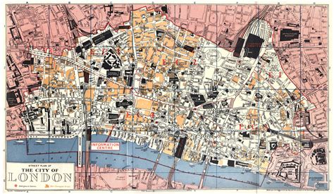 A Tourist Map Of The City Of London From 1956 All The Areas Shaded