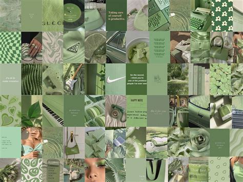 100 Pcs Sage Green Wall Collage Kit Aesthetic Sage Green Etsy Uk