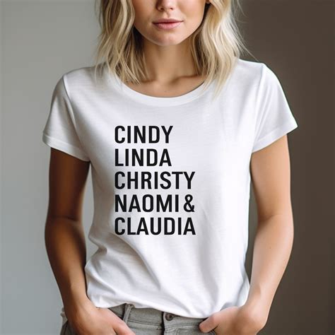90s SUPERMODELS Shirt Cindy Crawford 90s Glam Gift Minimal Tee Etsy