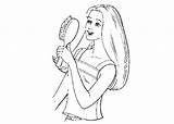 Coloring Hair Barbie Brushing Cartoon Salon Comb Brush Beauty Getcolorings Printable Sketch Face Template sketch template