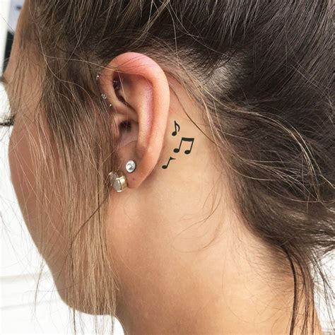 Music Notes Set Of 2 Behind The Ear Tattoo Ear Tattoo Etsy