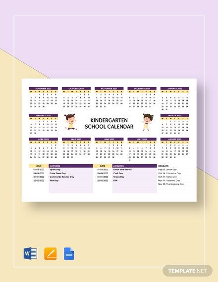 8 Preschool Calendar Templates Sample Examples