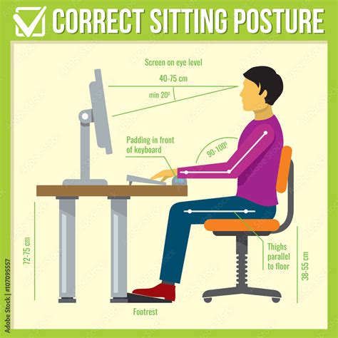 Correct Sitting Posture Vector Infographics เวกเตอร์สต็อก Adobe Stock