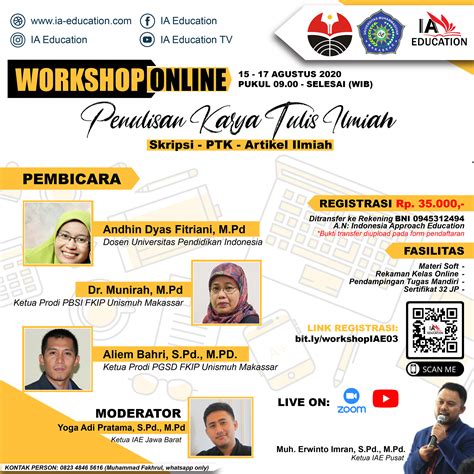 Workshop Online Penulisan Karya Tulis Ilmiah Skripsi Ptk Dan