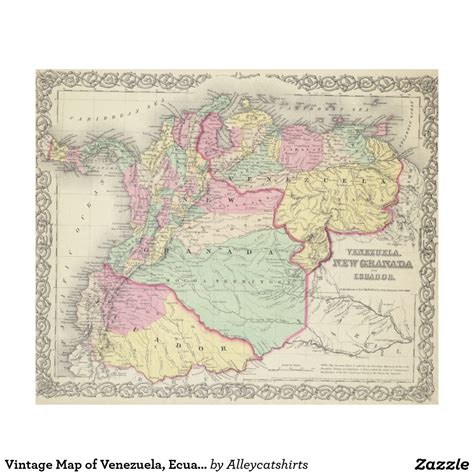 Vintage Map Of Venezuela Ecuador Colombia 1855 Fleece Blanket