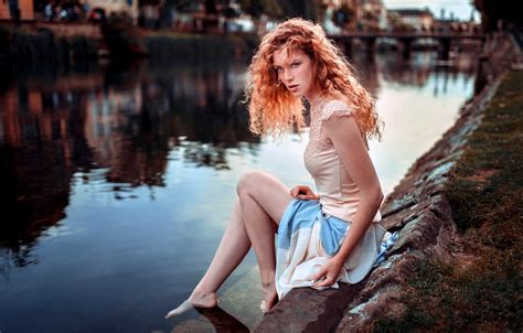 Model Girl Redhead River Fashion Hd Wallpaper Wallpapers