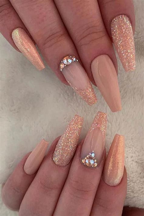 Bling, glitter and glam bedazzle these rose gold coffin nails. 43 Crazy-Gorgeous Nail Ideas for Coffin Shaped Nails ...