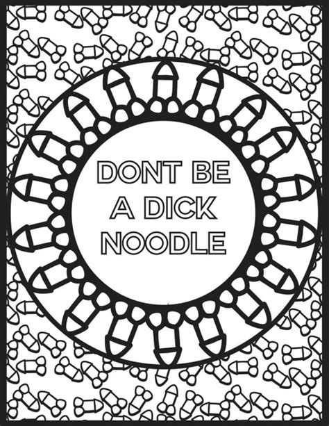Printable Adult Coloring Book Page Dick Noodle Etsy