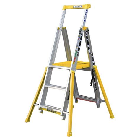 Bailey Adjustable Platform Ladder 3 6 Step Aluminum Industrial 170kg