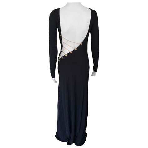 emilio pucci chain embellished cutout open back black evening dress gown for sale at 1stdibs