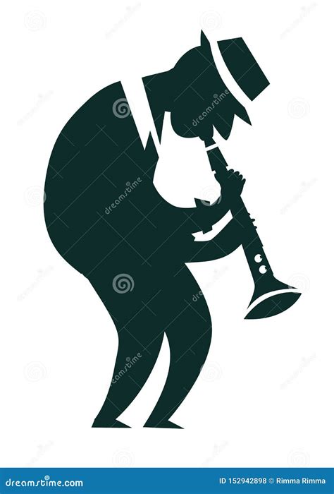 Clarinet Player Silhouettes Vector Illustration Stock Vector