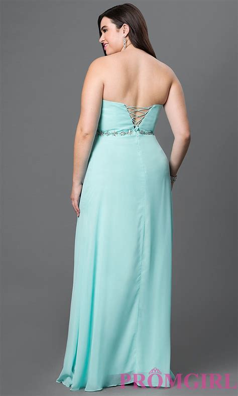 Image Of Long Plus Size Prom Dress With Corset And Pleats Back Image