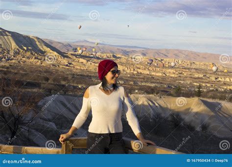 Portrait Of Beautiful Woman In Cappadocia Turkey Stock Photo Image