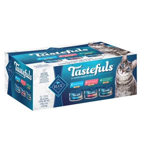Blue Buffalo Blue Tastefuls Natural Adult Entree Variety Pack Wet Cat Food 3 Oz Count Of 12