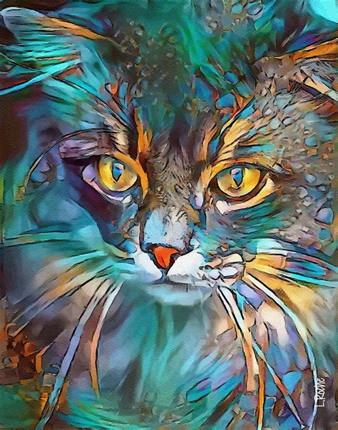 Nikky Cat Digital Arts By Lroche Artmajeur Cat Painting Animal