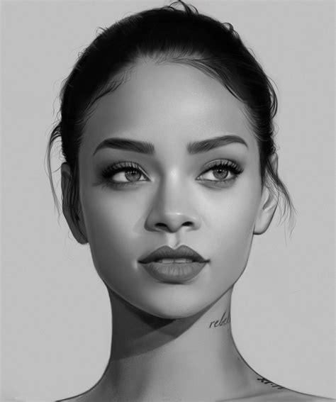 Artstation Rihanna Realistic Drawing Gabriel Sanchez