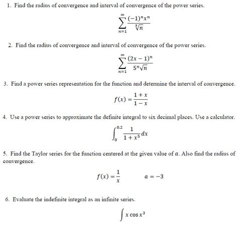This calculator instantly finds the power series interval of convergence and full solution steps. Solved: 1. Find The Radius Of Convergence And Interval Of ...