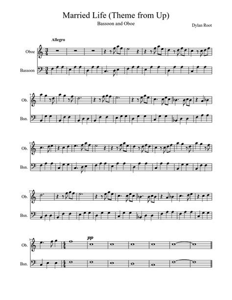 Married Life Theme From Up Sheet Music For Oboe Bassoon Woodwind