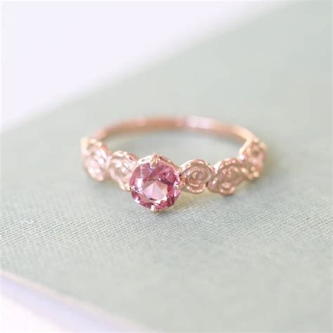9ct Rose Gold Pink Spinel Floral Engagement Ring By Antonia Lawes