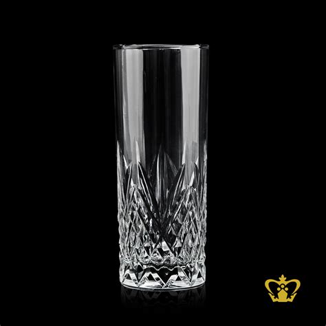 Buy Elegant Crystal Tumbler Tall Highball Glass With Intense Leaf And Diamond Cut Pattern 11 Oz