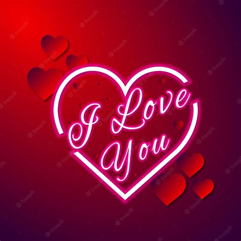 Premium Vector I Love You Text With Neon Hearts