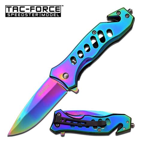 Rainbow Titanium Pocket Knife Iridescent Spring Assisted Kit