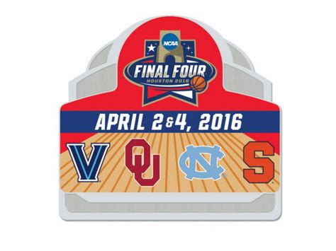 2016 Ncaa Final Four College Basketball 4 Team Logos Houston Metal Pin