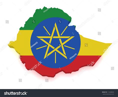 Shape 3d Of Ethiopia Map With Flag Isolated On Royalty Free Stock