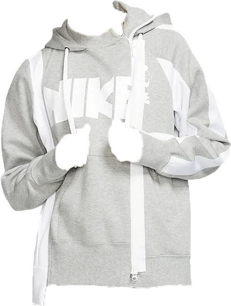 Nike X Sacai Double Zip Hoodie Dark Grey Heatherwhite Cd6303 063