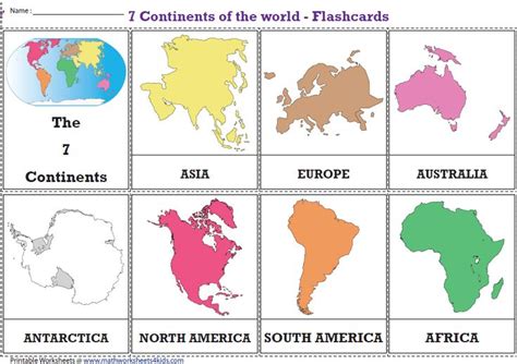 continents   world worksheets  activities