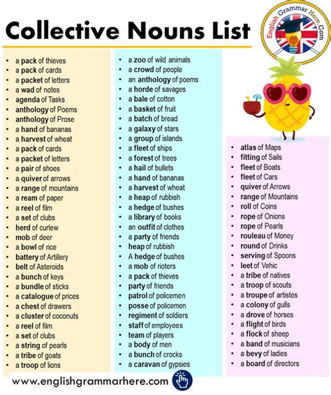 English Detailed Collective Nouns List English Grammar Here In 2020