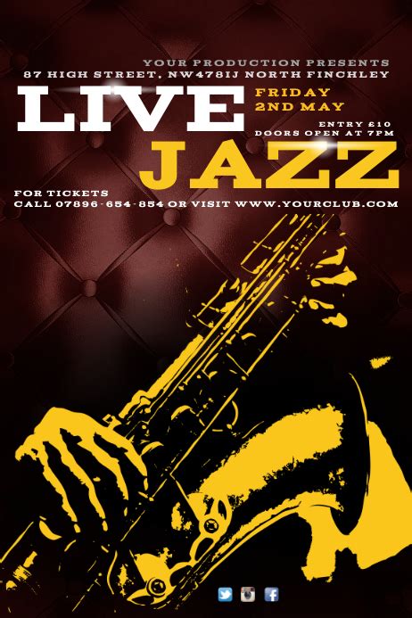 Live Jazz Concert Poster Template Postermywall