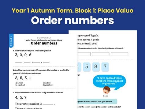 Y1 Autumn Term Block 1 Order Numbers Maths Worksheets Teaching