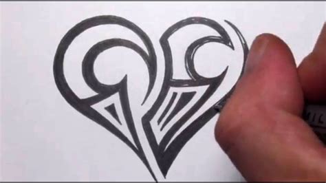 Drawing A Simple Tribal Maori Heart Tattoo Design Youtube