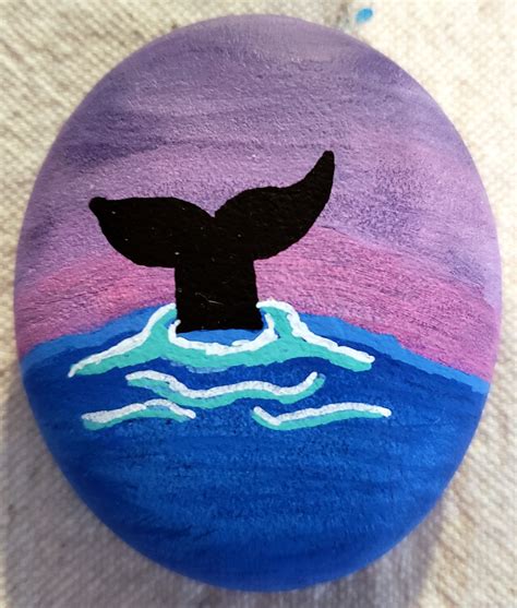 Painted Rock Whale Tale Splash Ocean Ssbmandi Rock Painting