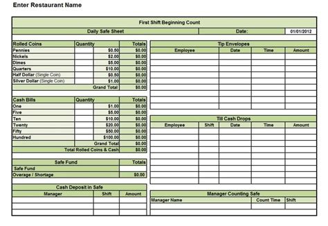 Restaurant Inventory Sheet Excel Templates