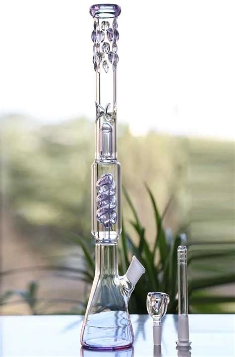 Bulk Order Real Images Percolator Glass Bong Joint With Downstem Bowl 188mm Water Pipe For Oil