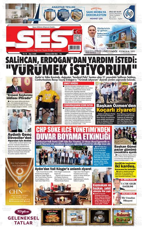 26 Nisan 2022 tarihli Aydın SES Gazete Manşetleri