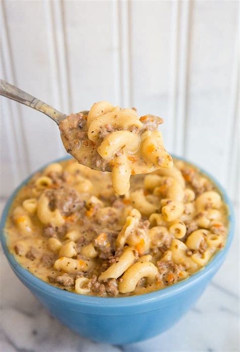 Top with shredded cheese and bacon pieces. Crockpot Macaroni Cheeseburger Soup from @kitchenmagpie ...