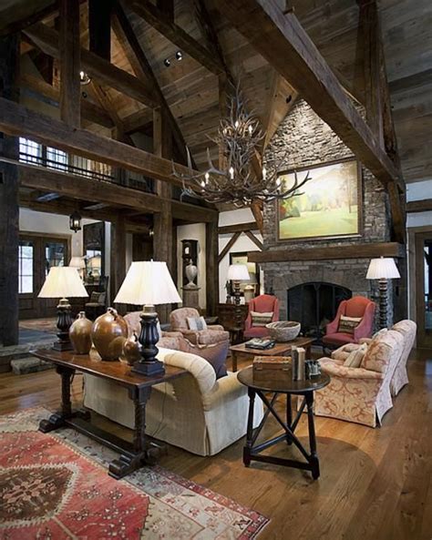Love The Lofted Ceilings And Dramatic Fireplace Lodge Home Decor A