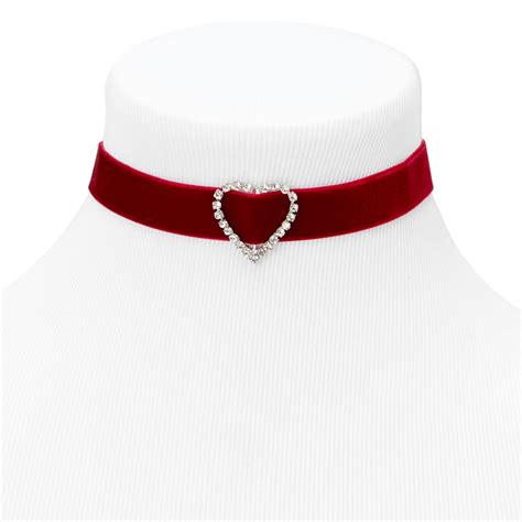 Embellished Heart Velvet Choker Necklace Red In 2021 Velvet Choker