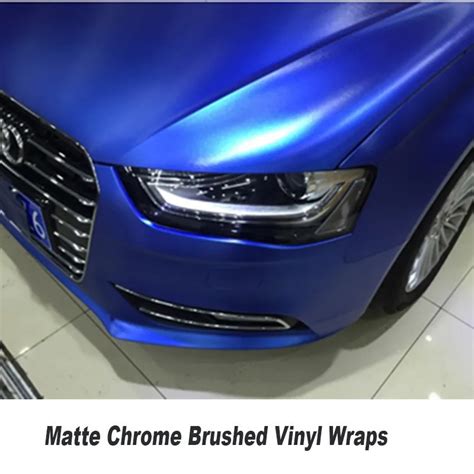 Dark Blue Matte Chrome Brushed Blue Vinyl Wrap Film Bubble Free For Car