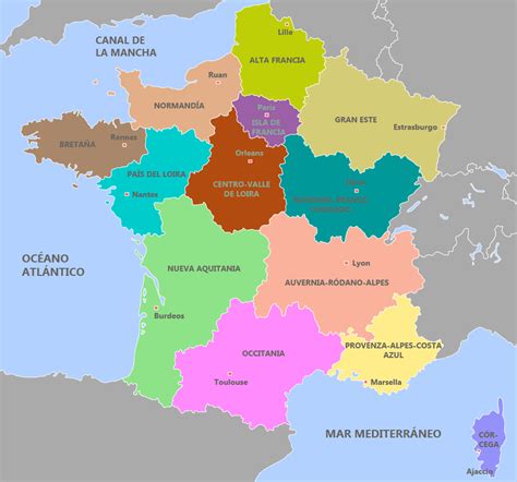 Mapa De Francia Con Regiones Y Departamentos Mapas De Francia Para
