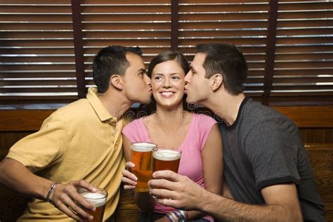 Two Men Kissing Woman Stock Photo Image Of Kissing Choice
