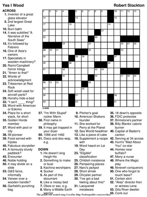 Thomas Joseph Printable Crossword New York Times Crossword Puzzle