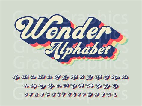 Wonder Retro Font Alphabet Jpeg Svg Pdf Png Etsy